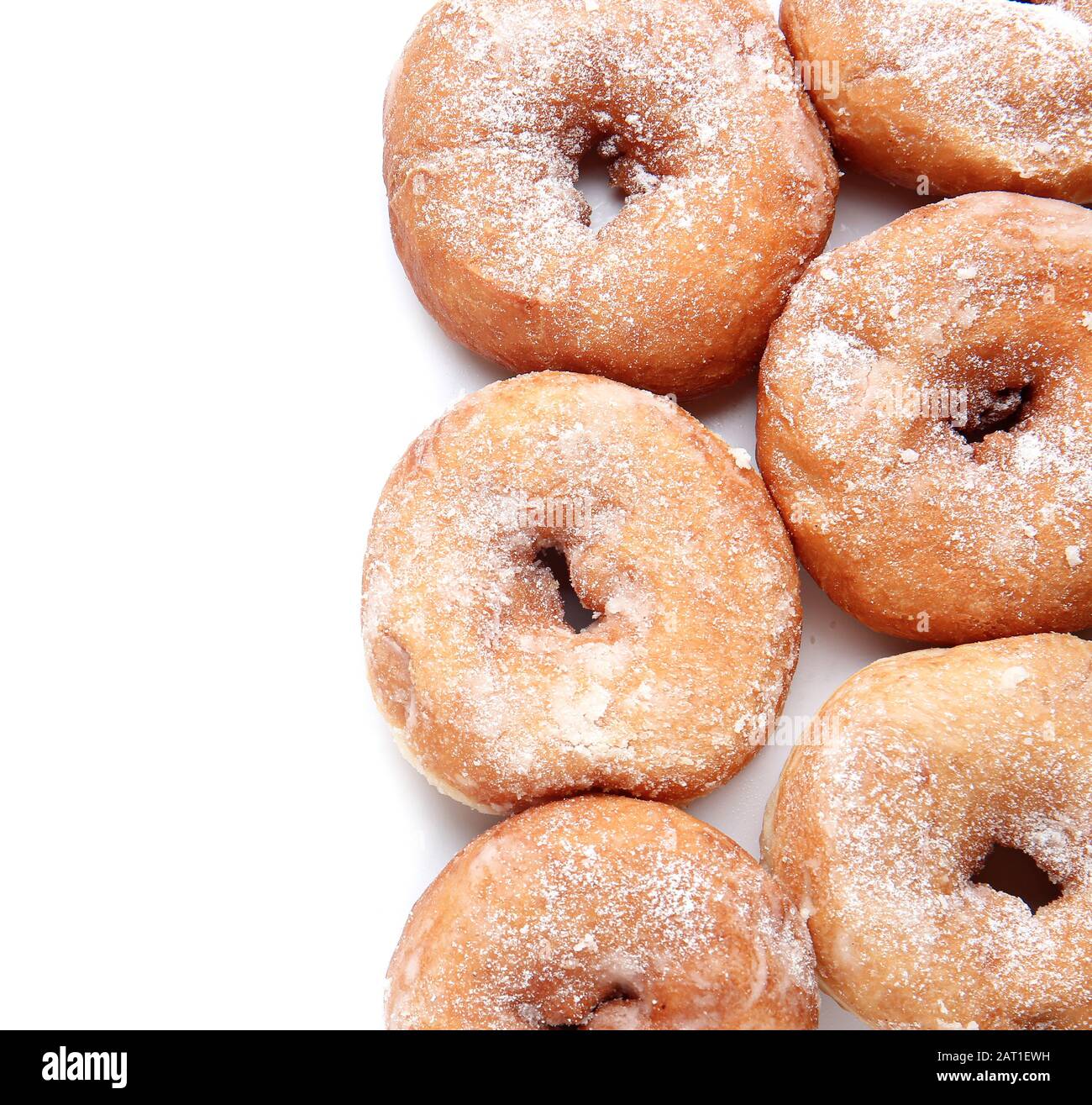 Sweet tasty donuts on white background Stock Photo - Alamy
