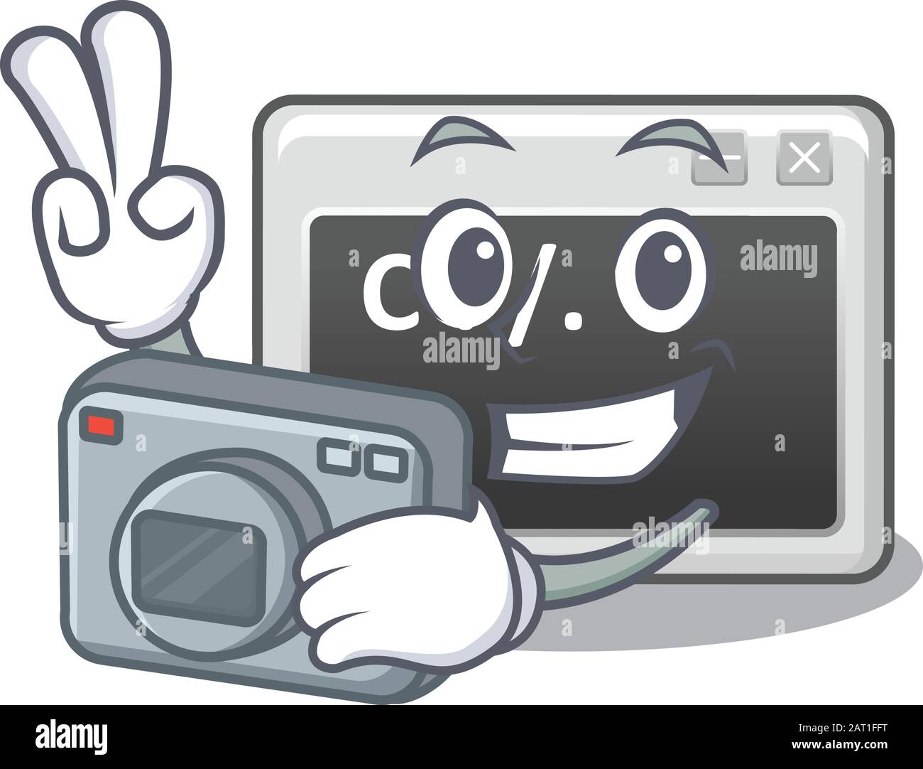 Cool Photographer command window character with a camera Stock Vector