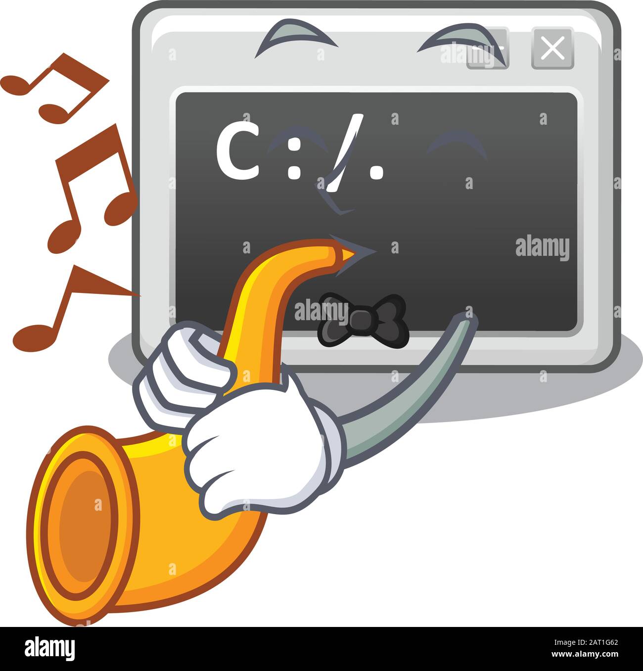cartoon character style of command window performance with trumpet ...