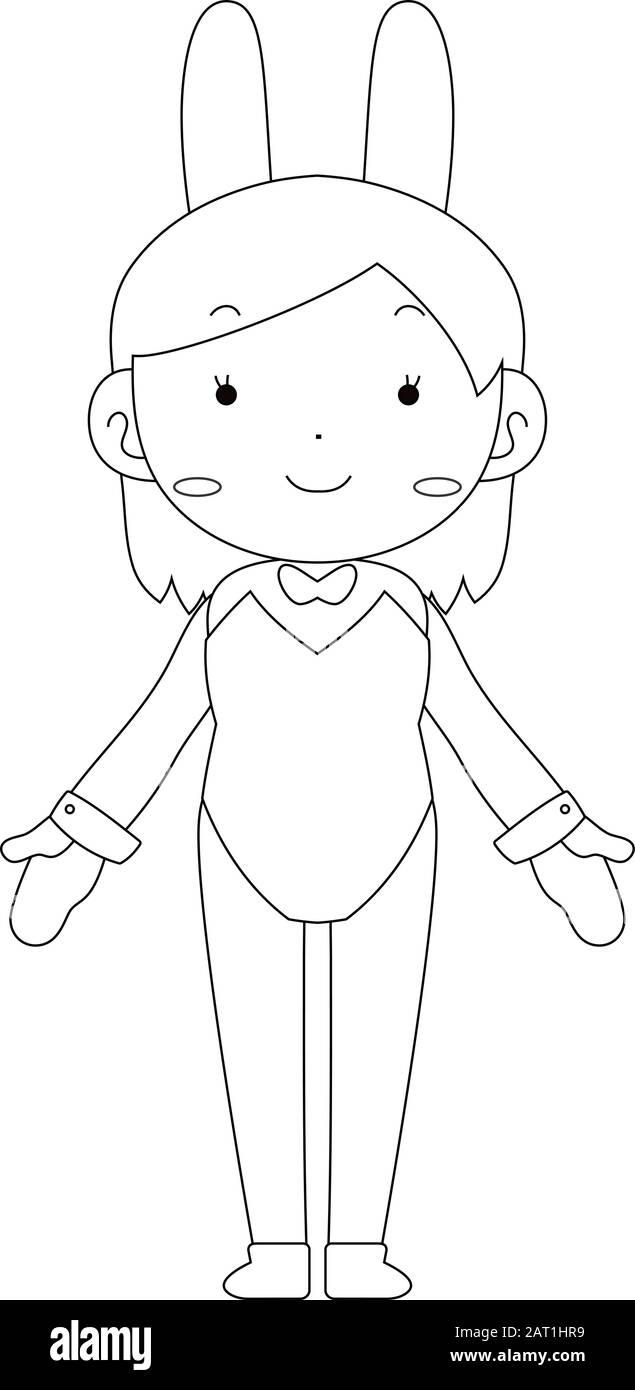 This is a illustration of Cute pose of cute bunny girl Stock Vector