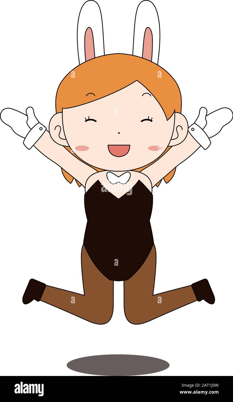 This is a illustration of Cute pose of cute bunny girl Stock Vector