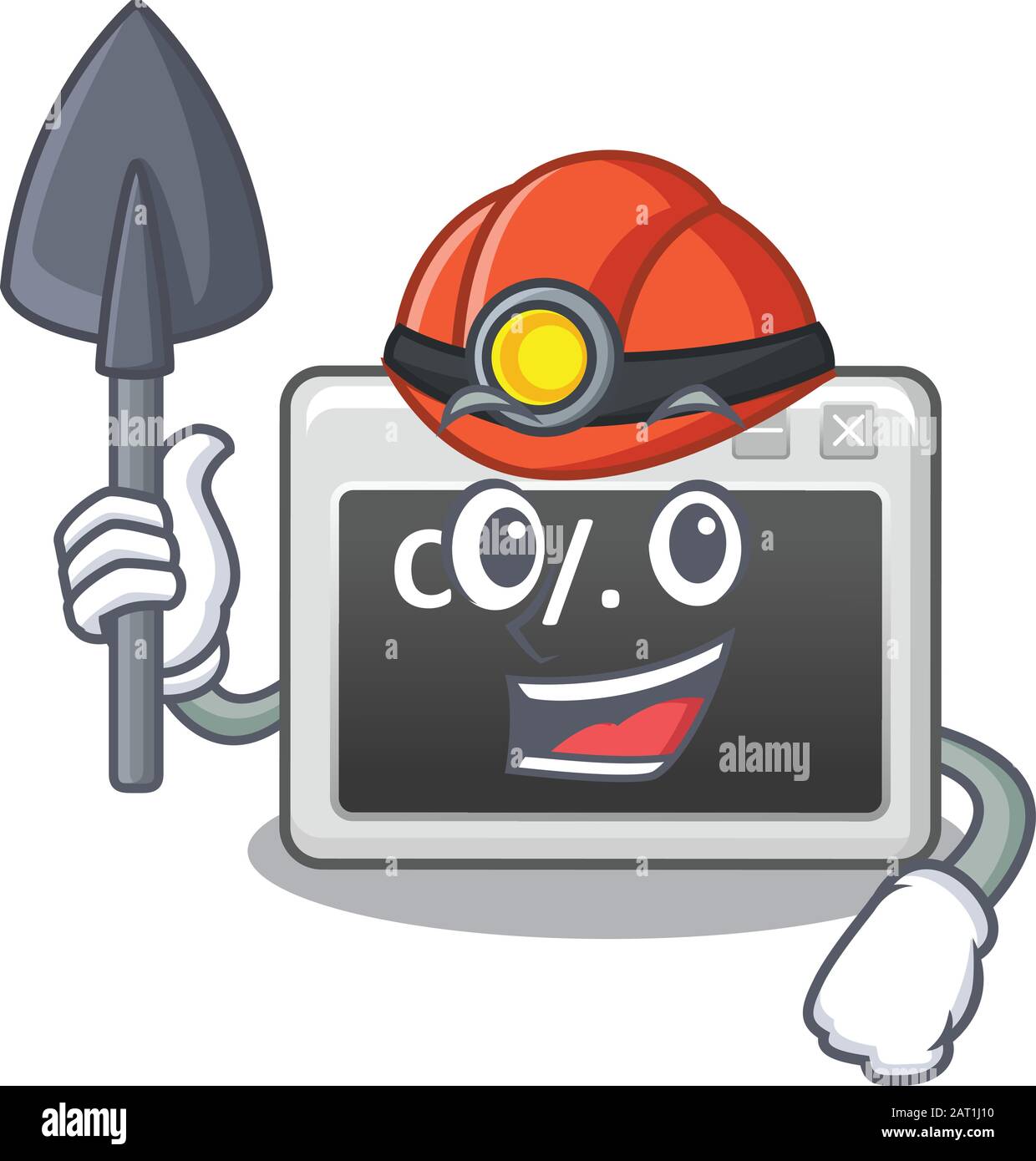 Cool clever Miner command window cartoon character design Stock Vector