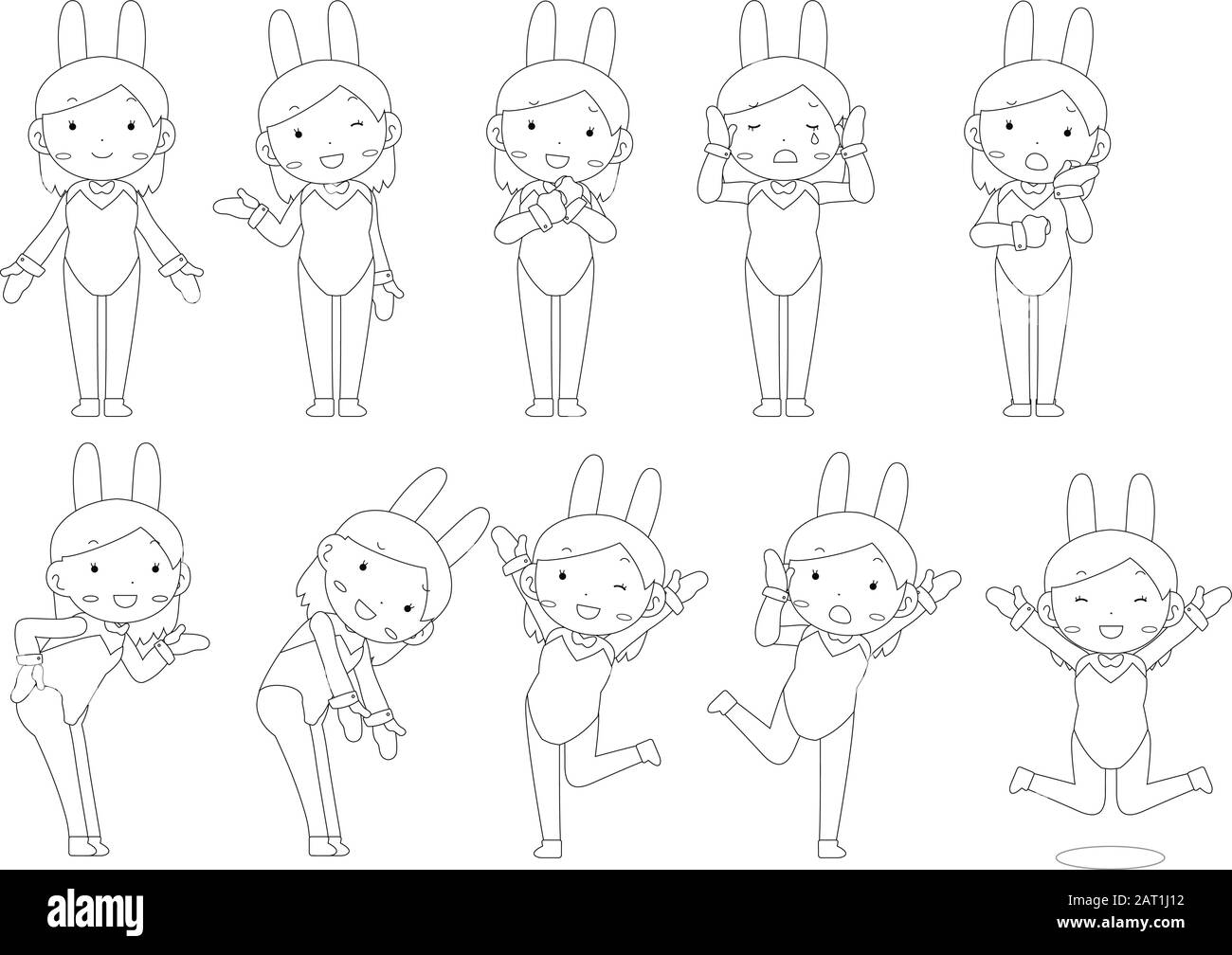 This is a illustration of Cute pose of cute bunny girl Stock Vector