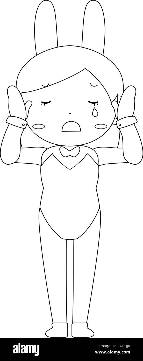 This is a illustration of Cute pose of cute bunny girl Stock Vector