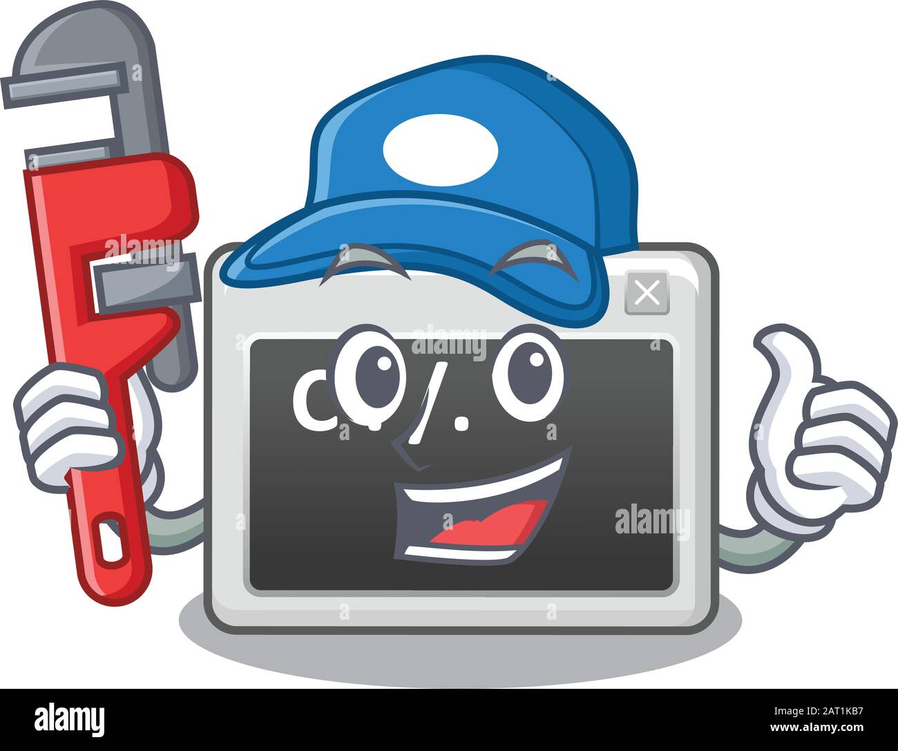 Cool Plumber command window on mascot picture style Stock Vector