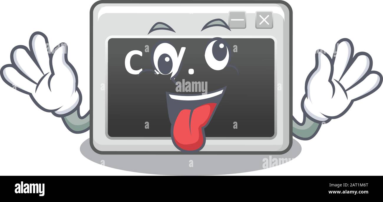 Command window Cartoon character style with a crazy face Stock Vector