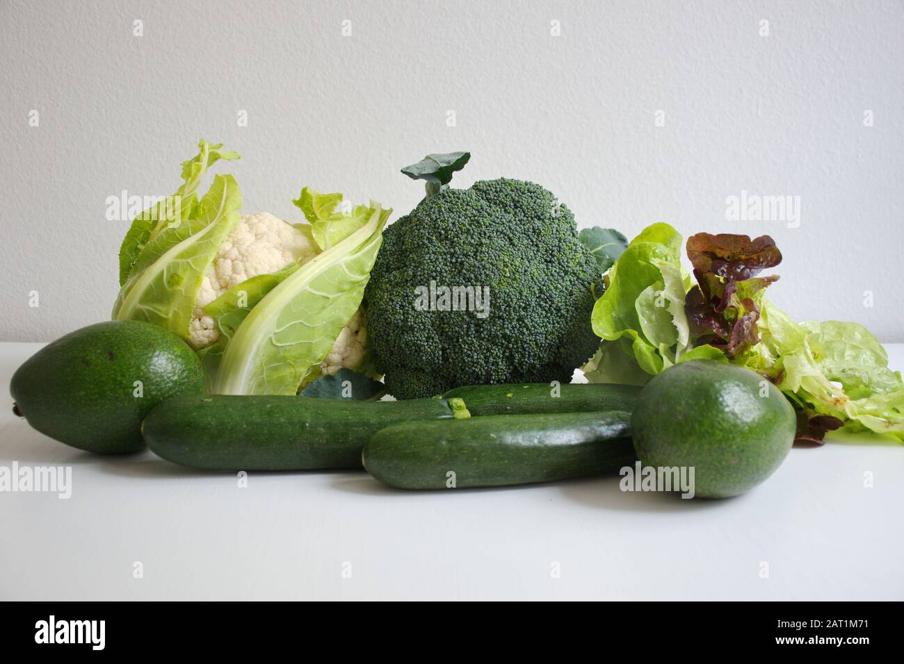 Healthy fresh vegetables on the white table Stock Photo