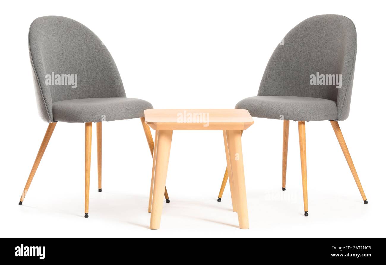 Modern chairs and table on white background Stock Photo Alamy