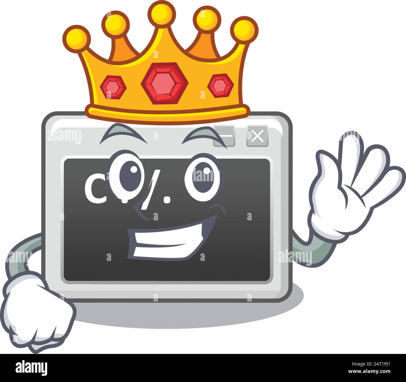 A stunning of command window stylized of King on cartoon mascot style ...