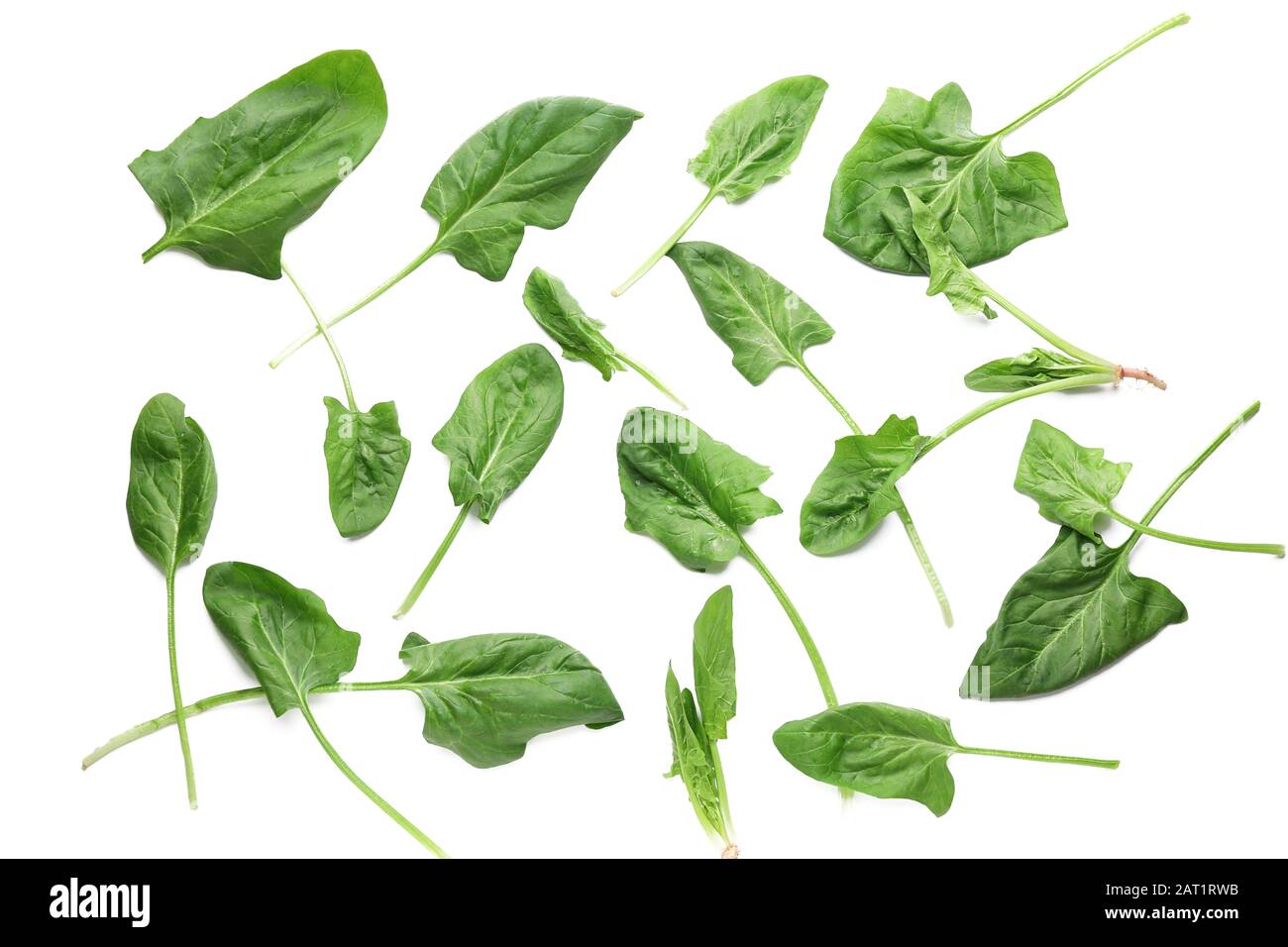 Fresh green spinach on white background Stock Photo - Alamy