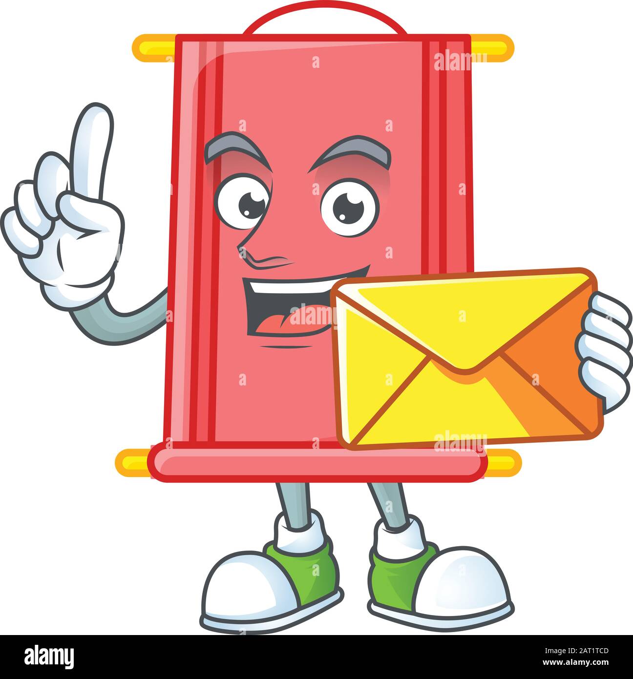Cheerfully chinese red scroll mascot design with envelope Stock Vector ...