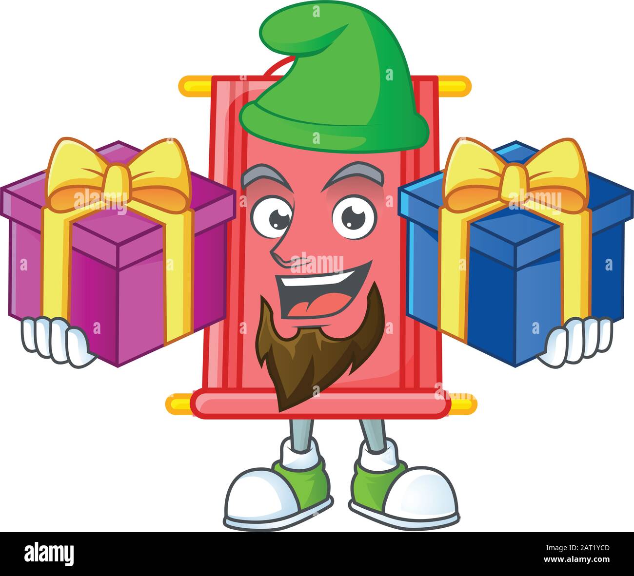 Cute chinese red scroll cartoon mascot style with Tongue out Stock ...