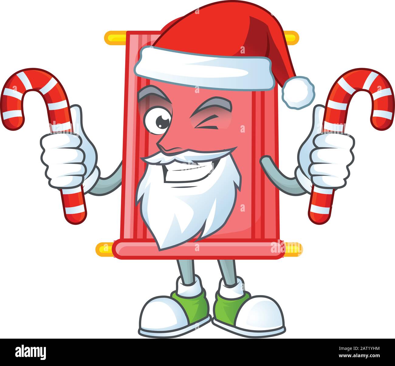 Chinese red scroll Cartoon character in Santa costume with candy Stock ...