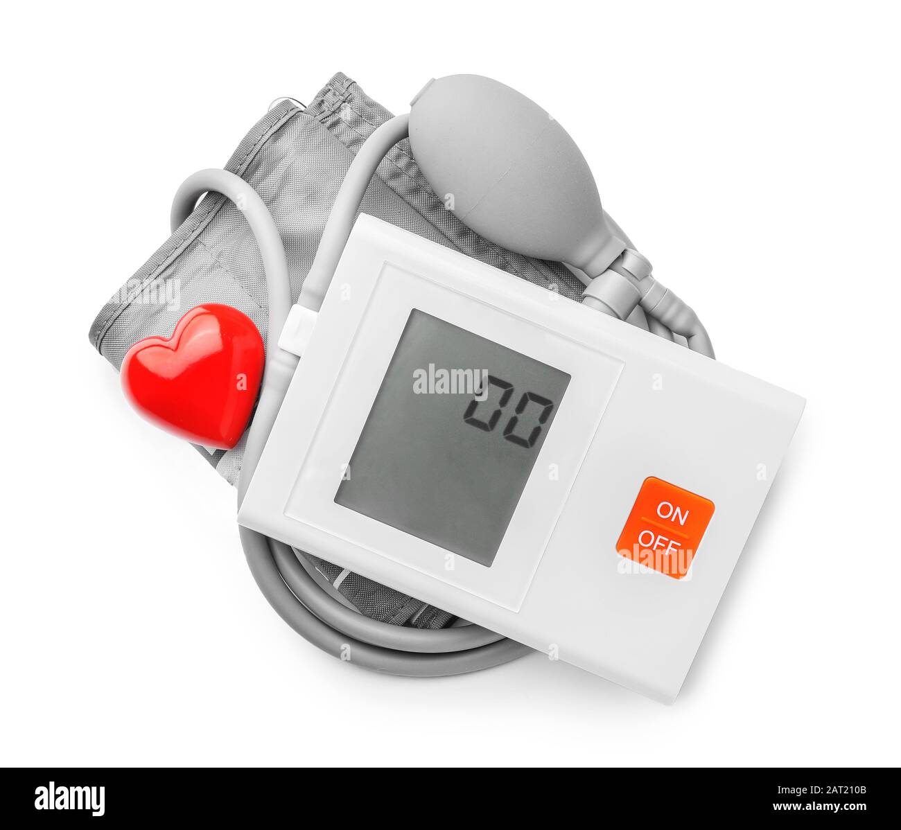 Electronic sphygmomanometer on white background Stock Photo Alamy
