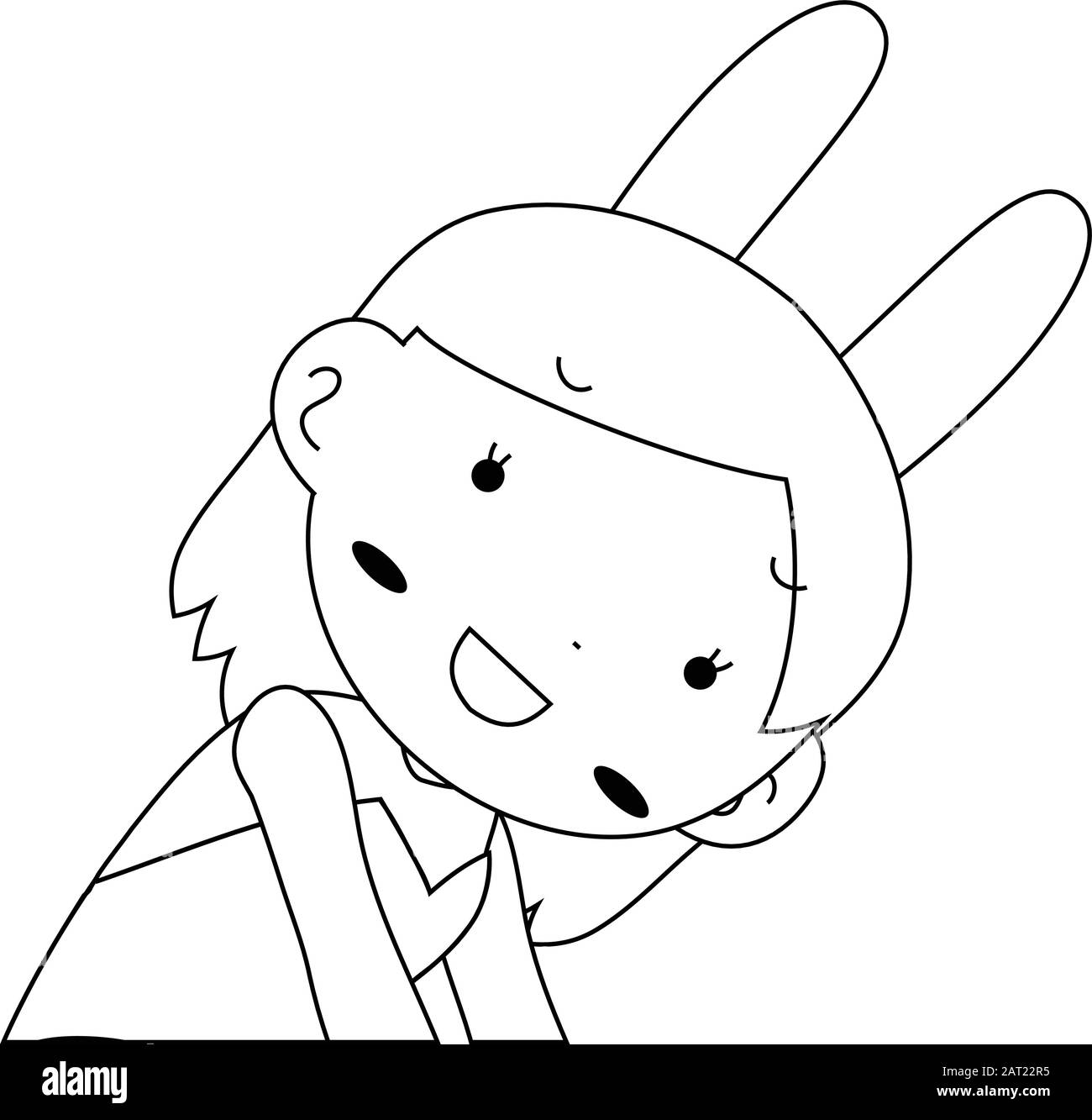 This is a illustration of Cute pose of cute bunny girl Upper body Stock