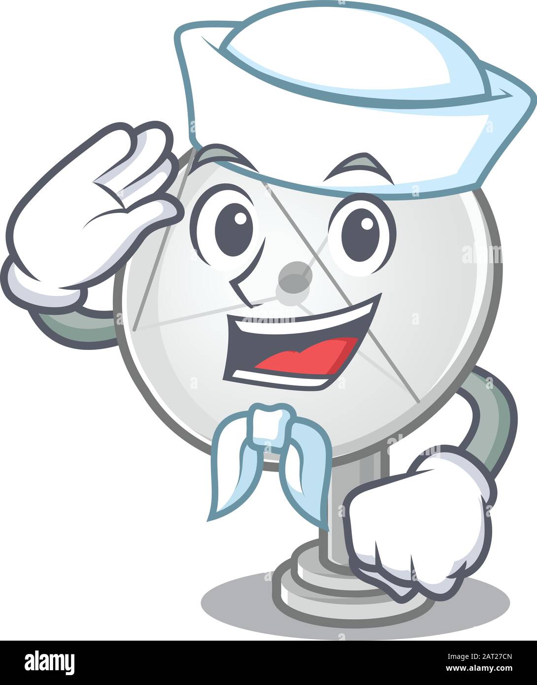 A mascot design of satellite dish Sailor wearing hat Stock Vector Image