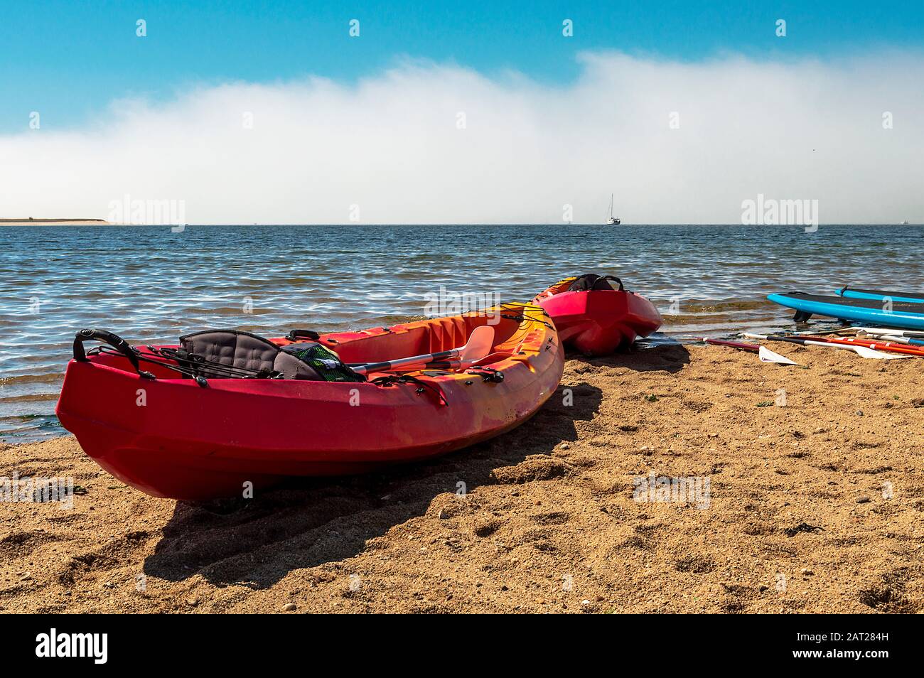 Rowboats at Afurada beach waiting to be used for recreation and teaching. Stock Photo
