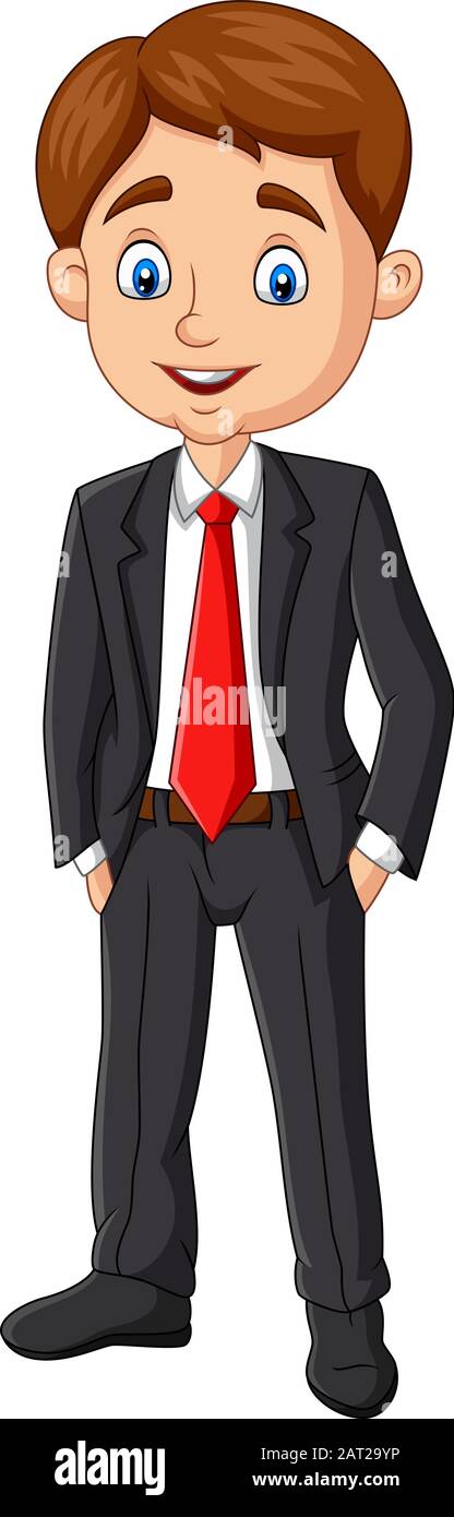 Cartoon young businessman posing on white background Stock Vector Image ...