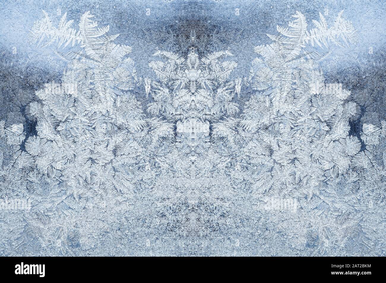Frosty natural pattern on winter window, glass and Painting effect ...