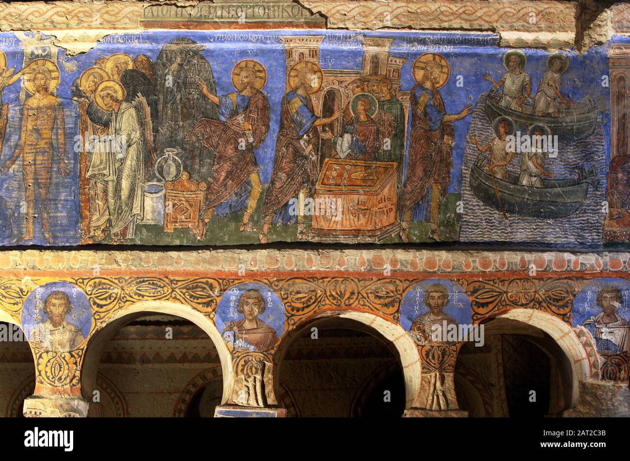 GOREME, TURKEY - A section of a frescoe inside the incredible Buckle (Tokali) Church located at the Open Air Museum at Goreme in the Cappadocia region Stock Photo