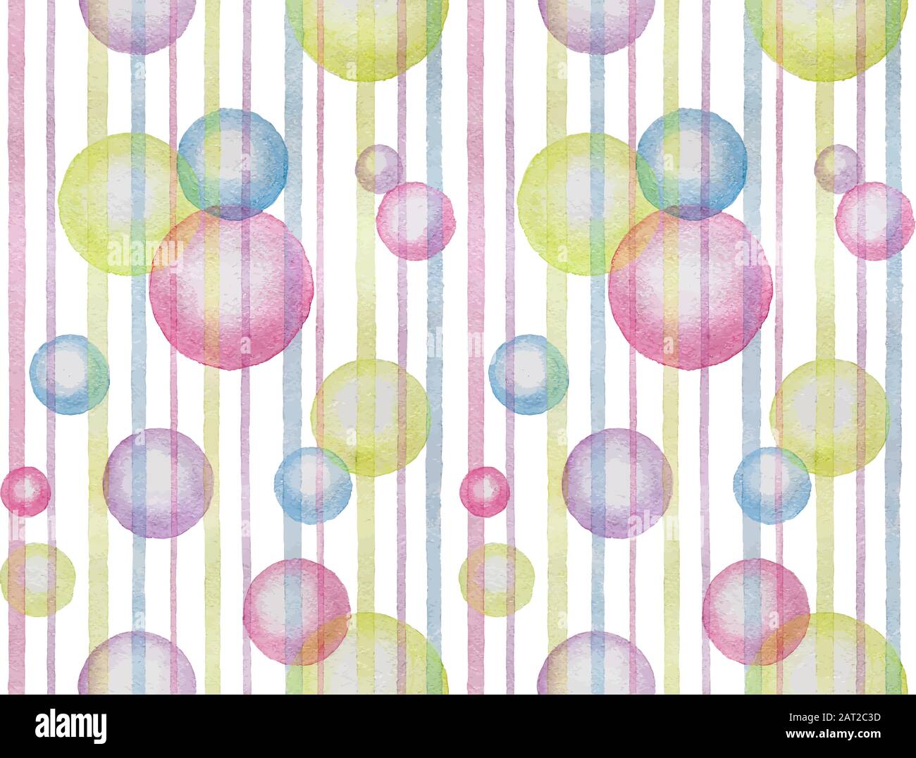 Vector watercolor abstract seamless pattern with bubbles Stock Vector