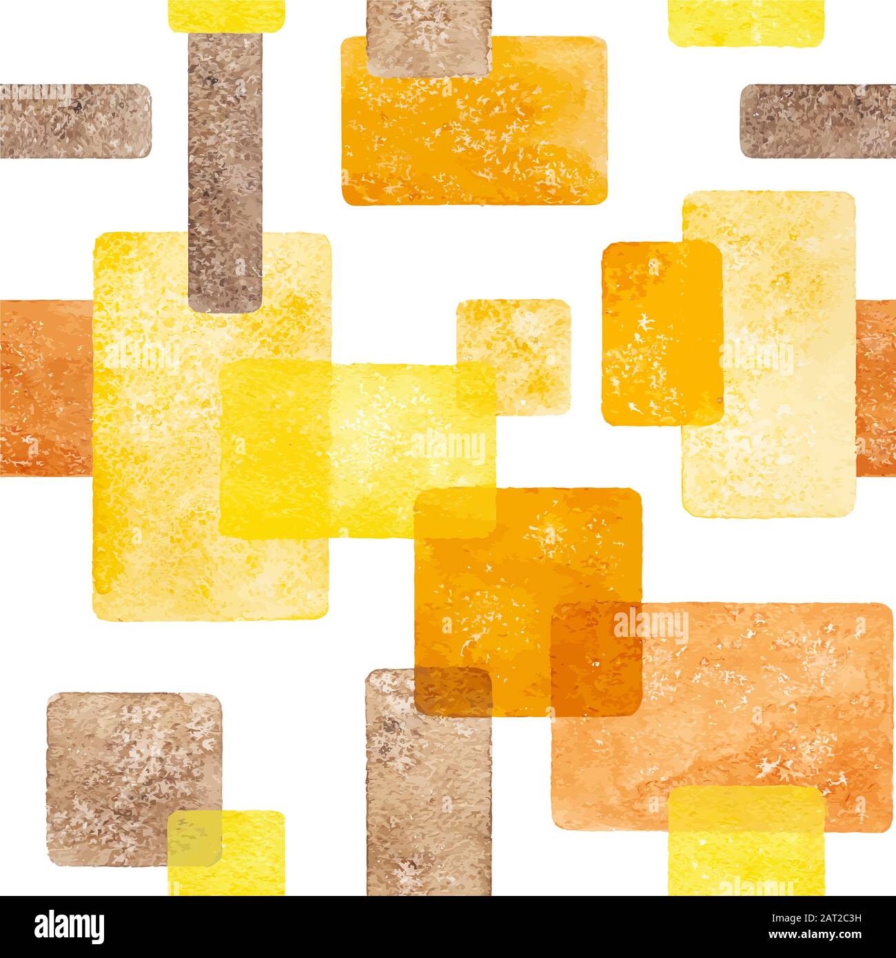 Vector warm watercolor geometric abstract seamless pattern Stock Vector