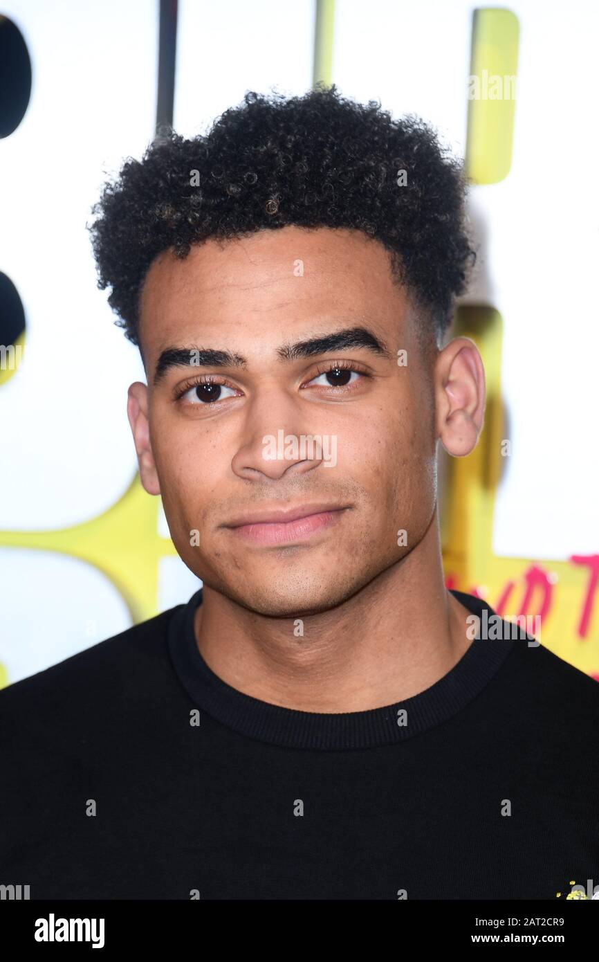 Jordan Hames attending the world premiere of Birds of Prey and the Fantabulous Emancipation of One Harley Quinn, held at the BFI IMAX, London. Stock Photo