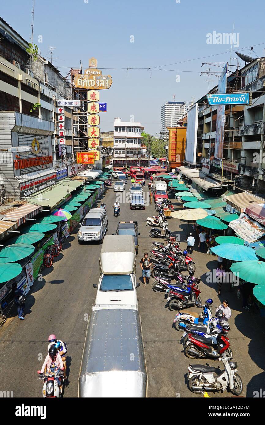 Atmosphere of Warorot market (KAD LUANG) wide range of ready-to-eat meals, local snacks and fresh produce also clothing and accessories- Chiang Mai Stock Photo