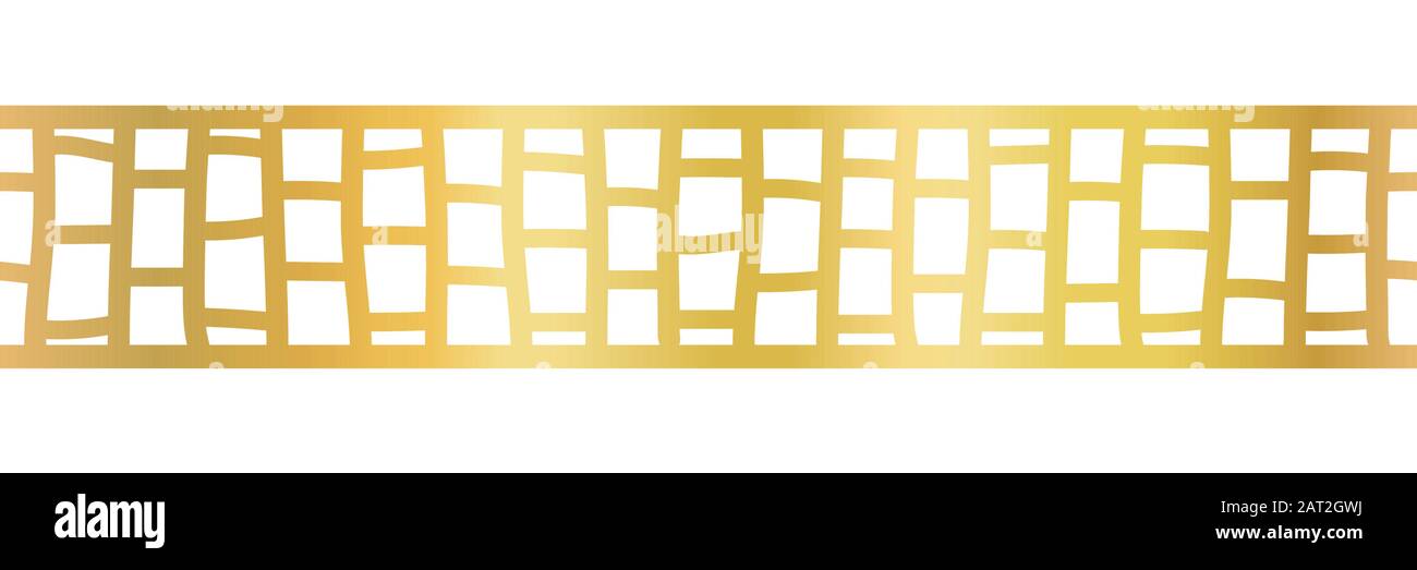 Geometric gold foil seamless vector border. Golden metallic abstract ...