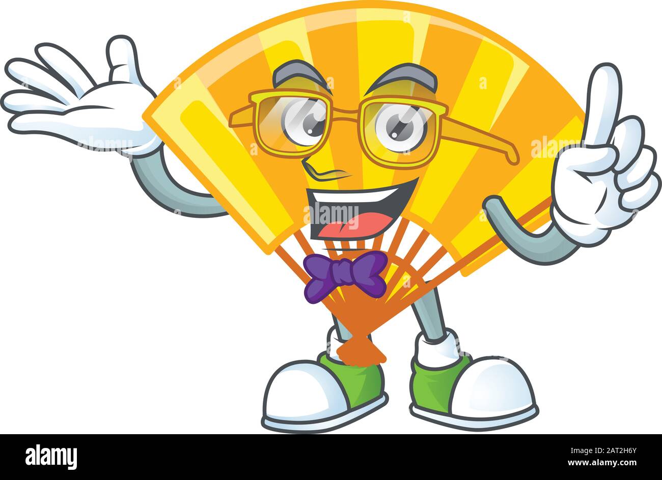 cartoon character of Geek gold chinese folding fan design Stock Vector ...