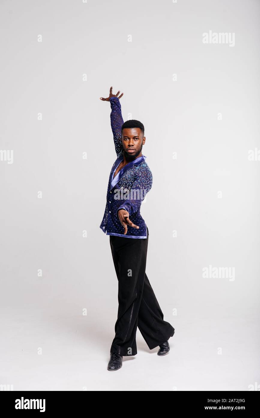 Afro american dancer on white background. Man are dancing. Dance school concept Stock Photo