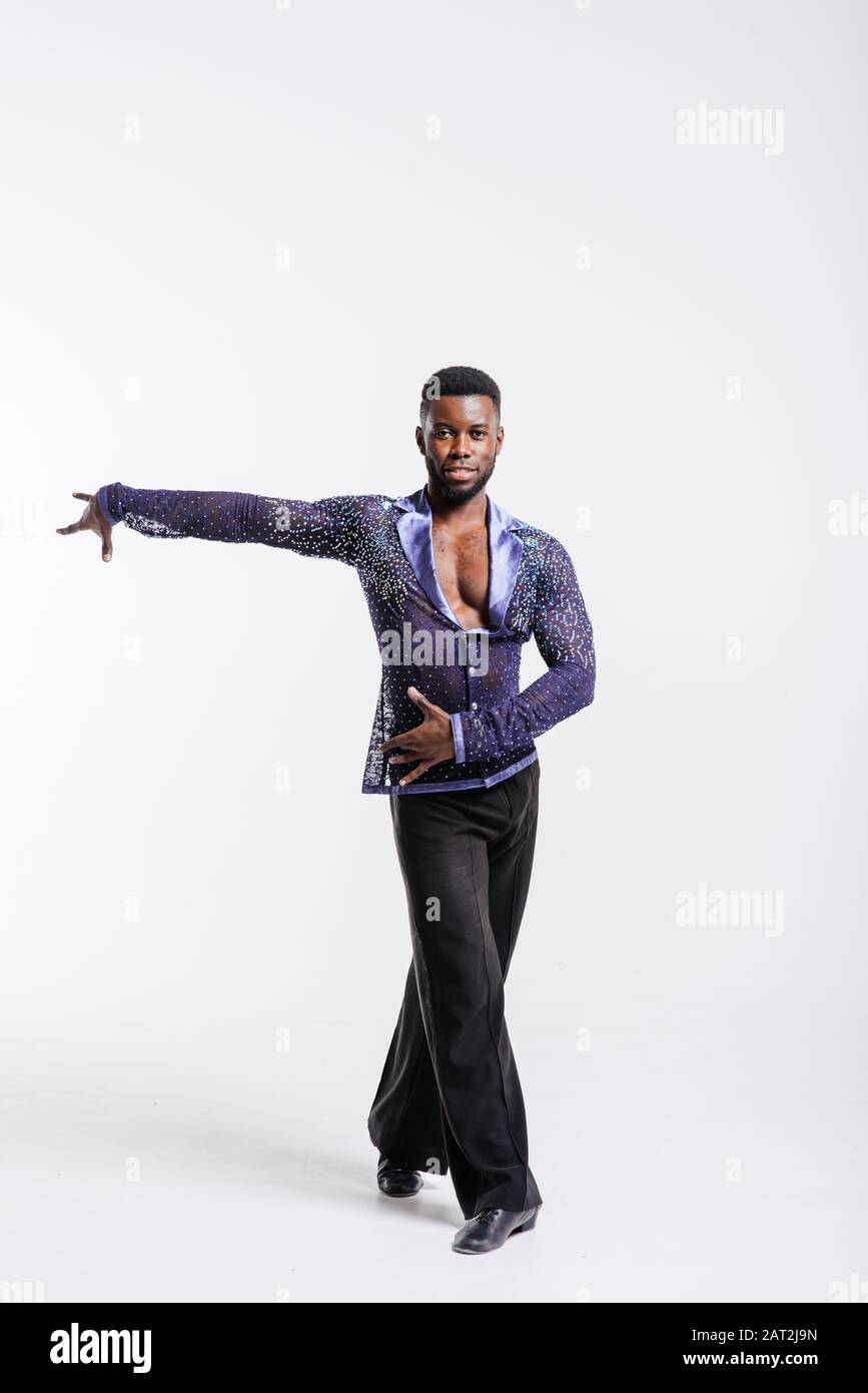 Afro american dancer on white background. Man are dancing. Dance school concept Stock Photo
