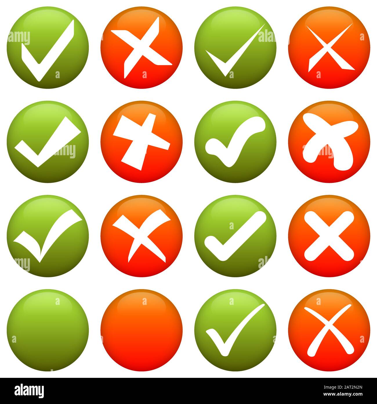 collection of red and green cross and check marks Stock Vector