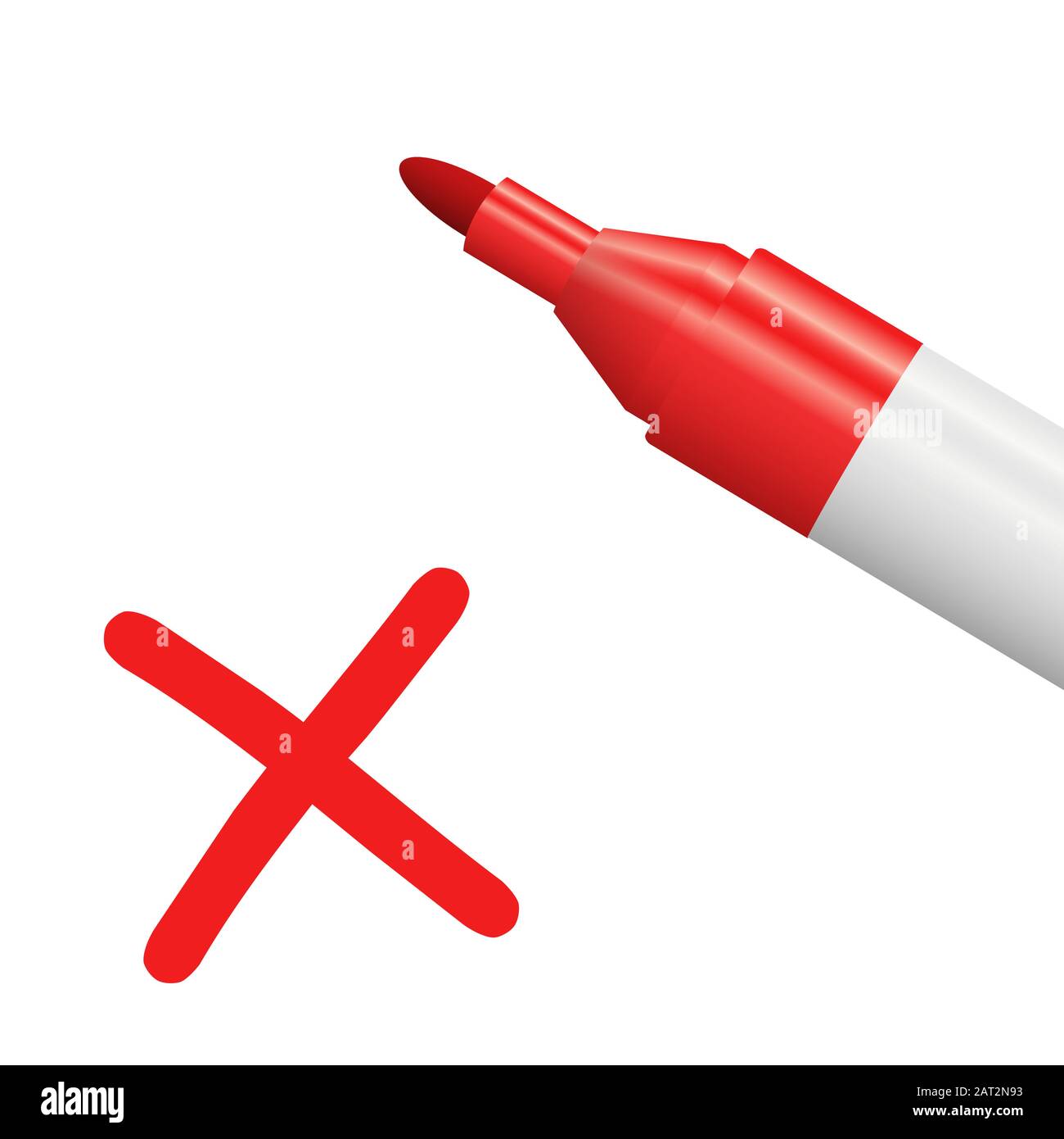 red pencil with red cross isolated on white background symbolizing selection Stock Vector