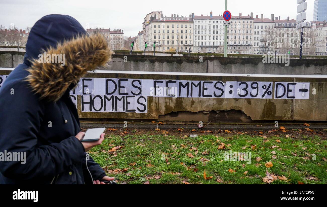 Feminist protest collages, Lyon, Rhone, AURA Region, France Stock Photo ...