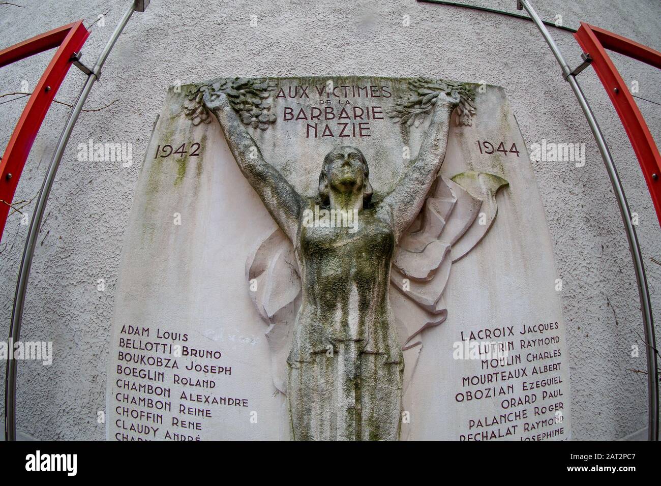 Monument to Nazi barbarism, Villeurbanne, Rhone, AURA Region, France Stock Photo