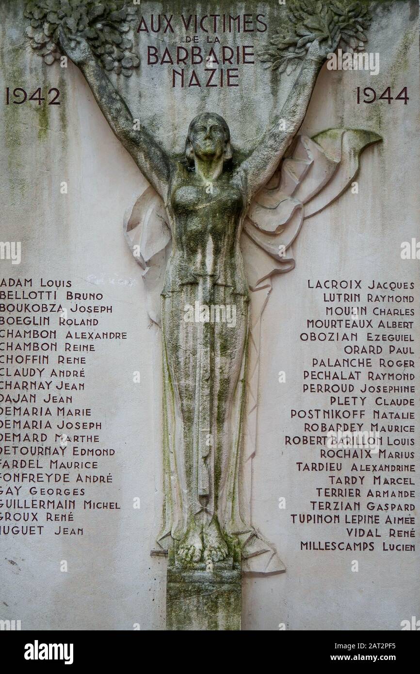 Monument to Nazi barbarism, Villeurbanne, Rhone, AURA Region, France Stock Photo