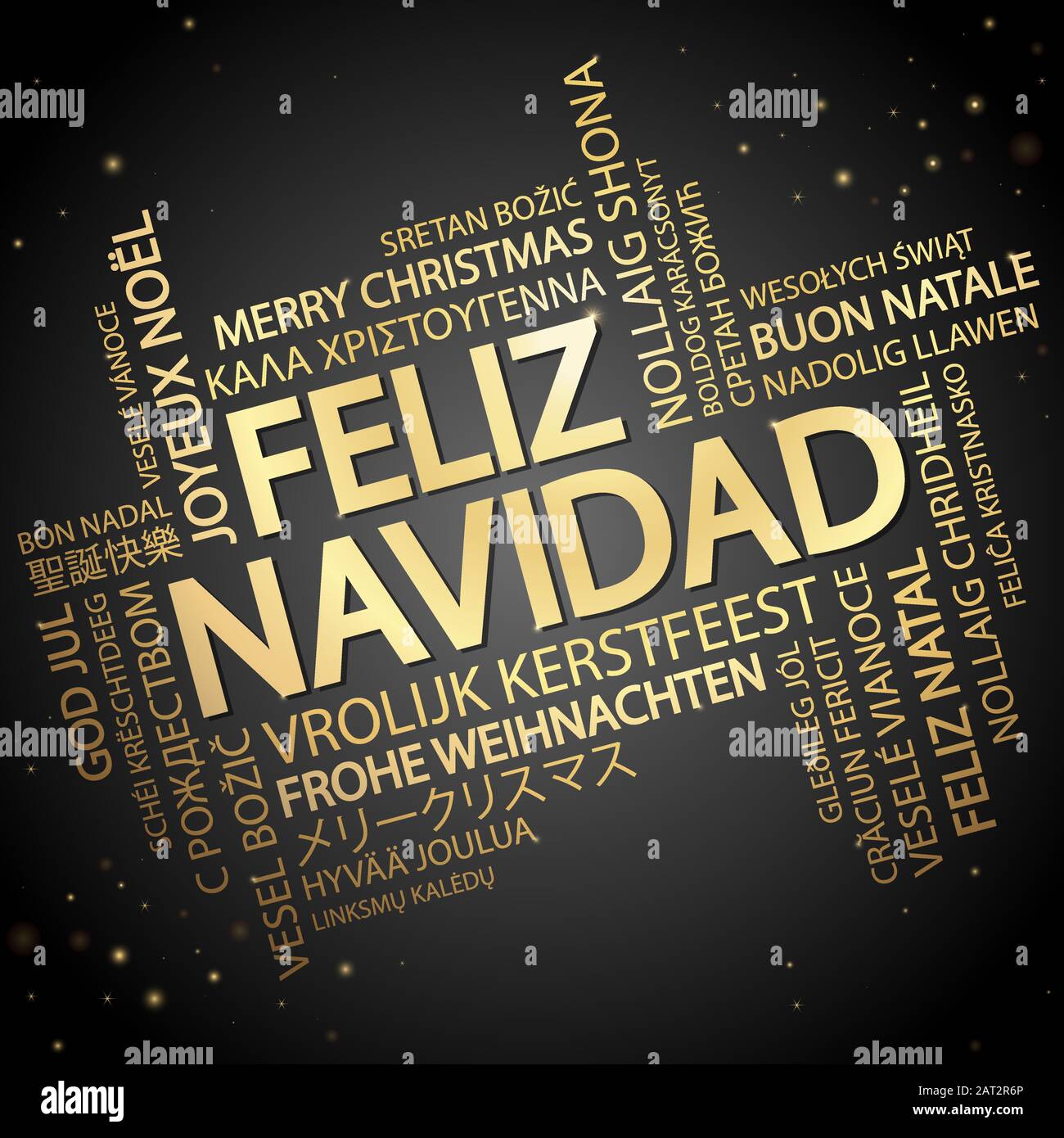 Word cloud with text Merry Christmas in different languages, in the