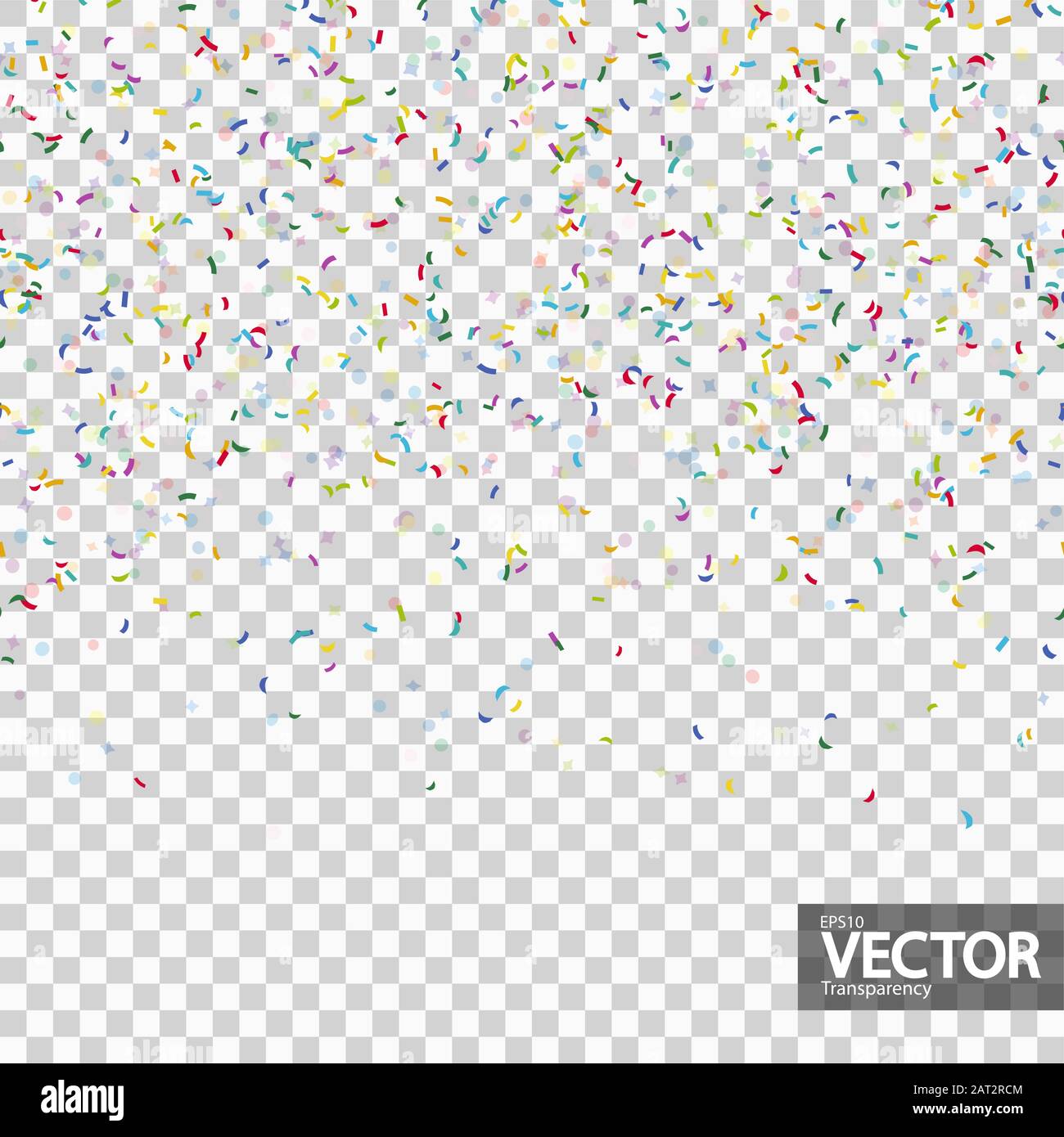 seamless background with different colored confetti for party time with transparency in vector file Stock Vector