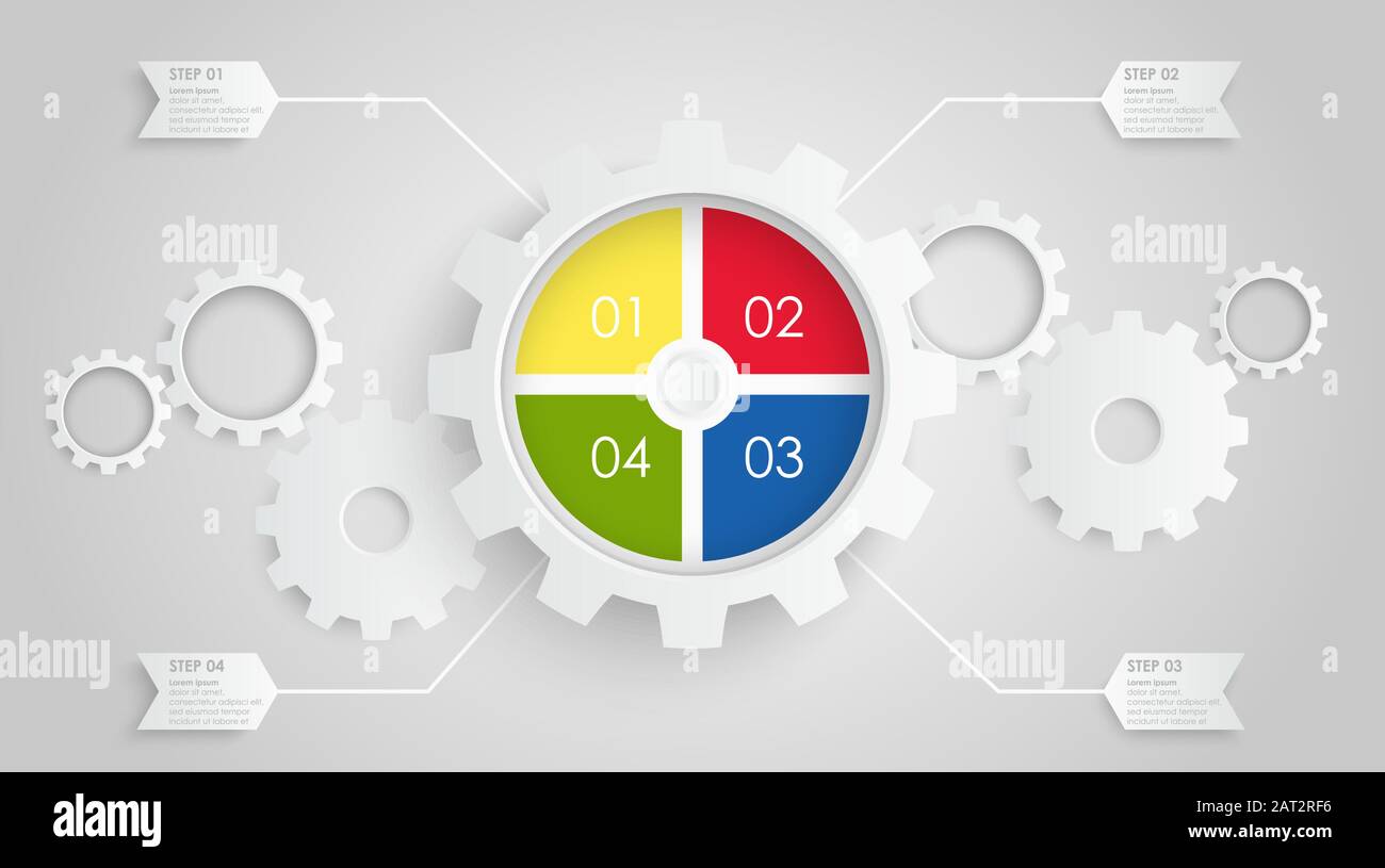 gear wheels info graphic for cooperation or teamwork symbolism Stock Vector