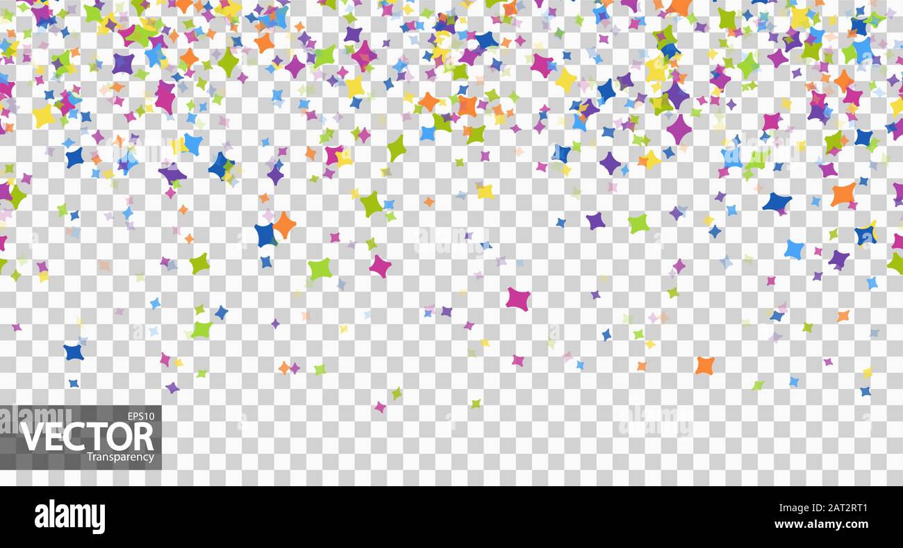 seamless background with different colored confetti for party time with transparency in vector file Stock Vector