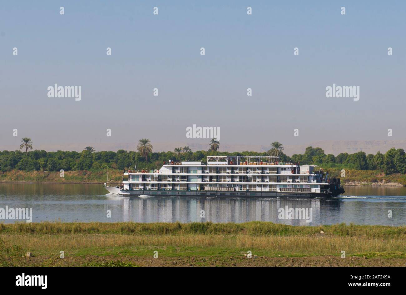 Large luxury traditional Egyptian river cruise boat sailing on the Nile Stock Photo Alamy