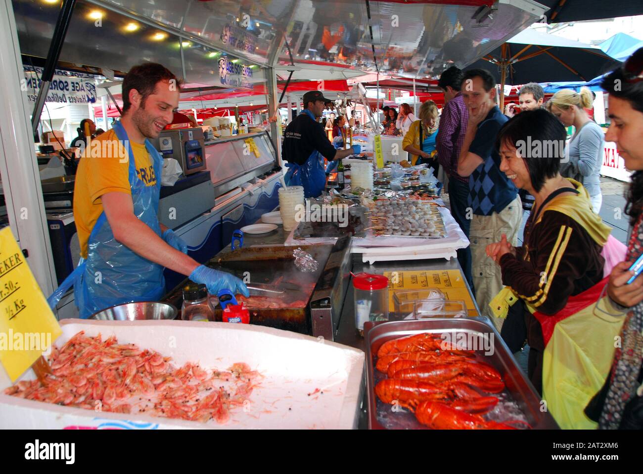 Norway, Bergen, fish market and buildings 01 Stock Photo Alamy