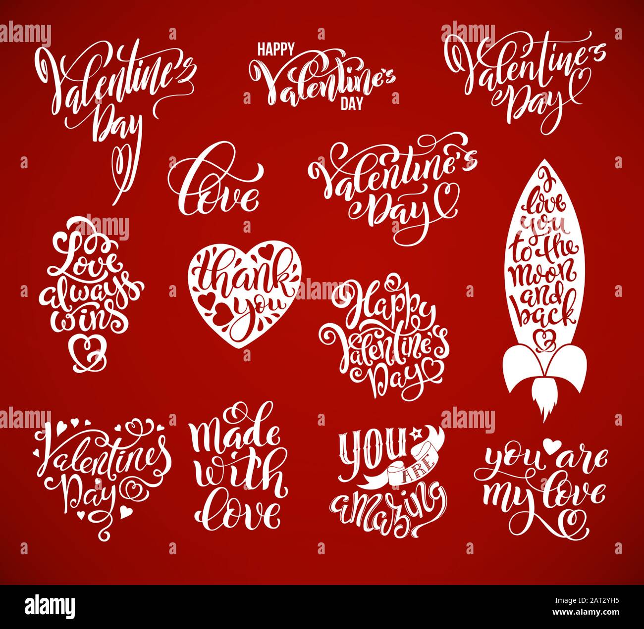 Happy Valentine S Day Big Set Of Calligraphic Quotes Templates