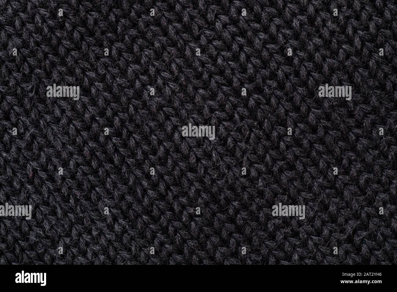 Extreme Close-Up of Black Woolen Texture Stock Photo