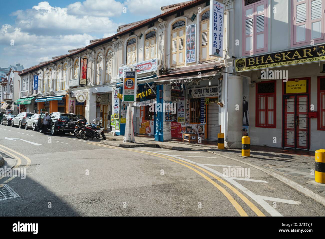 Singapore. January 2020. A  street in Little India neighborhood Stock Photo