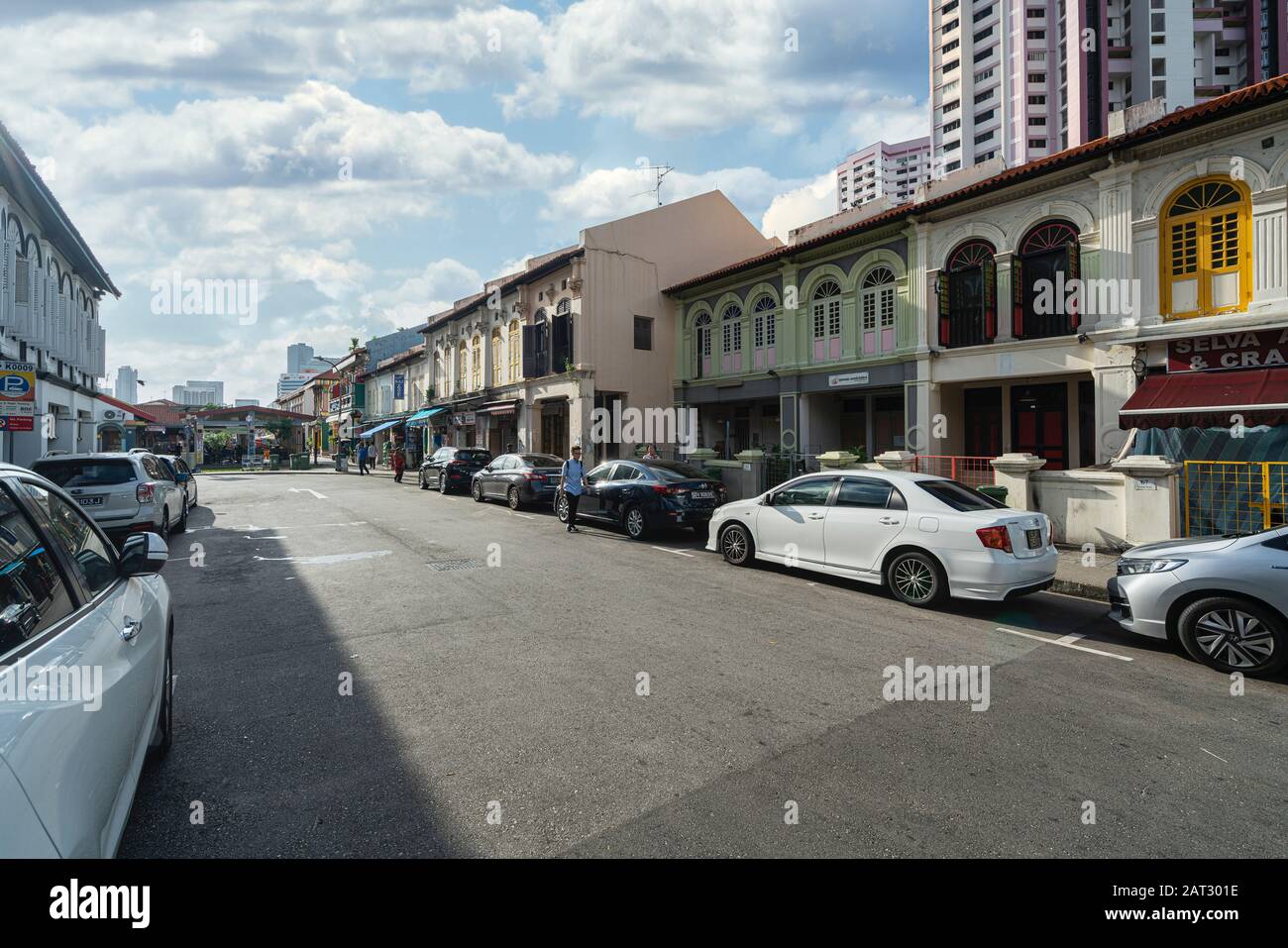Singapore. January 2020. A  street in Little India neighborhood Stock Photo