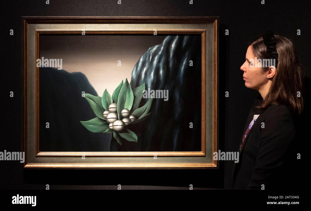 Christie’s, London, UK. 30th January 2020. Impressionist, Modern & Surreal Art preview from ‘20th Century at Christie’s’ sales taking place on 5 February 2020. Image: René Magritte. Les fleurs de l‘abime. Estimate £1,200,000-1,800,000. Credit: Malcolm Park/Alamy Live News. Stock Photo