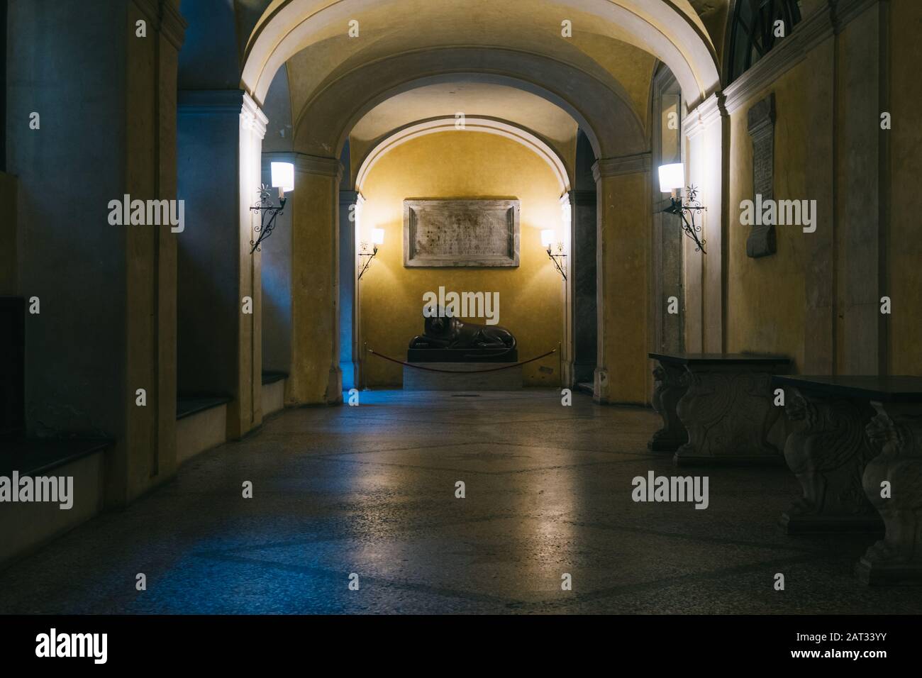 Rome, Italy - Dec 30, 2019: An old courtyard in the via delle quattro fontane, Rome Italy Stock Photo