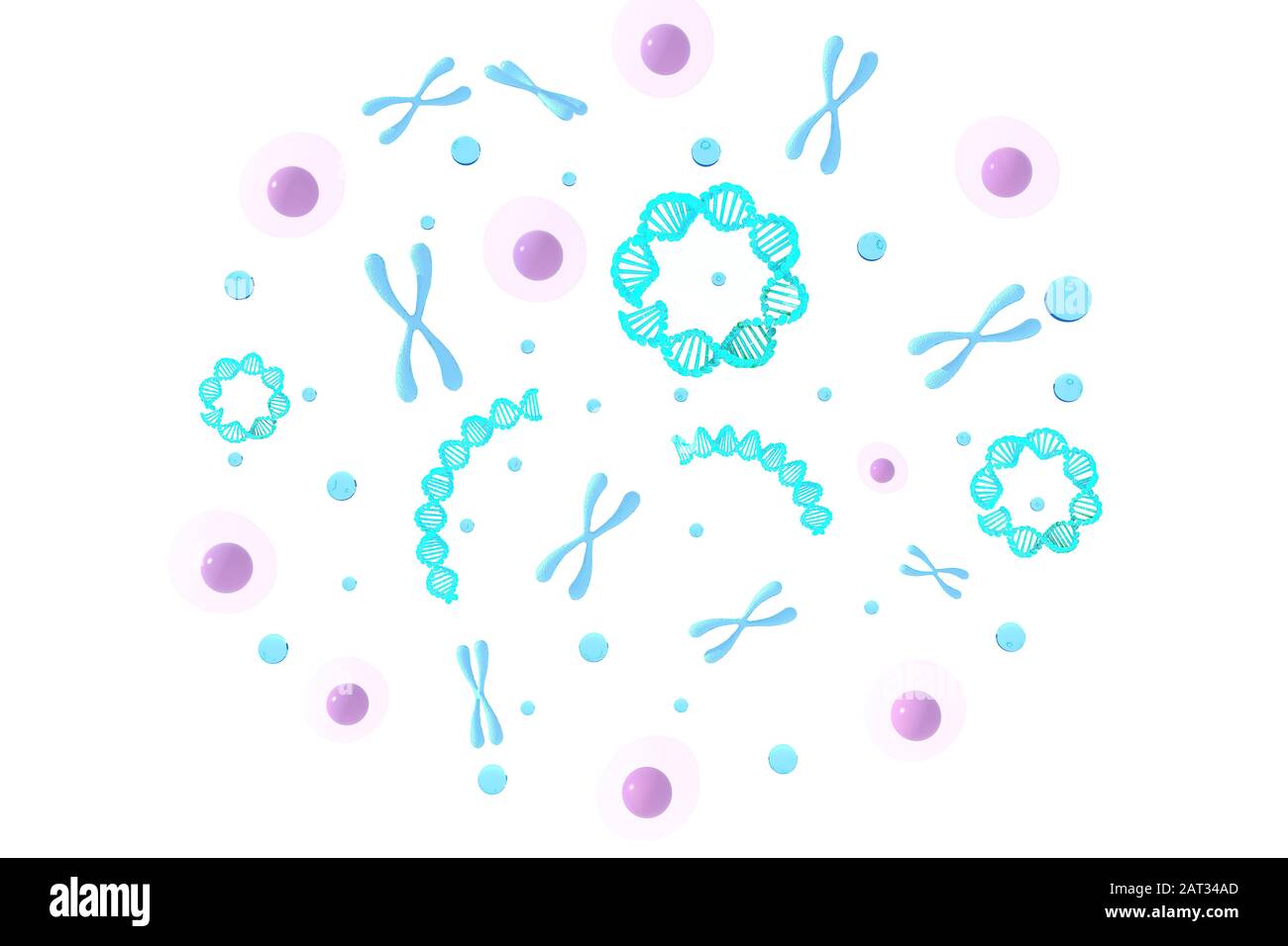 3d rendering of Chromosome Abstract Scientific Background, 3d illustration. Stock Photo